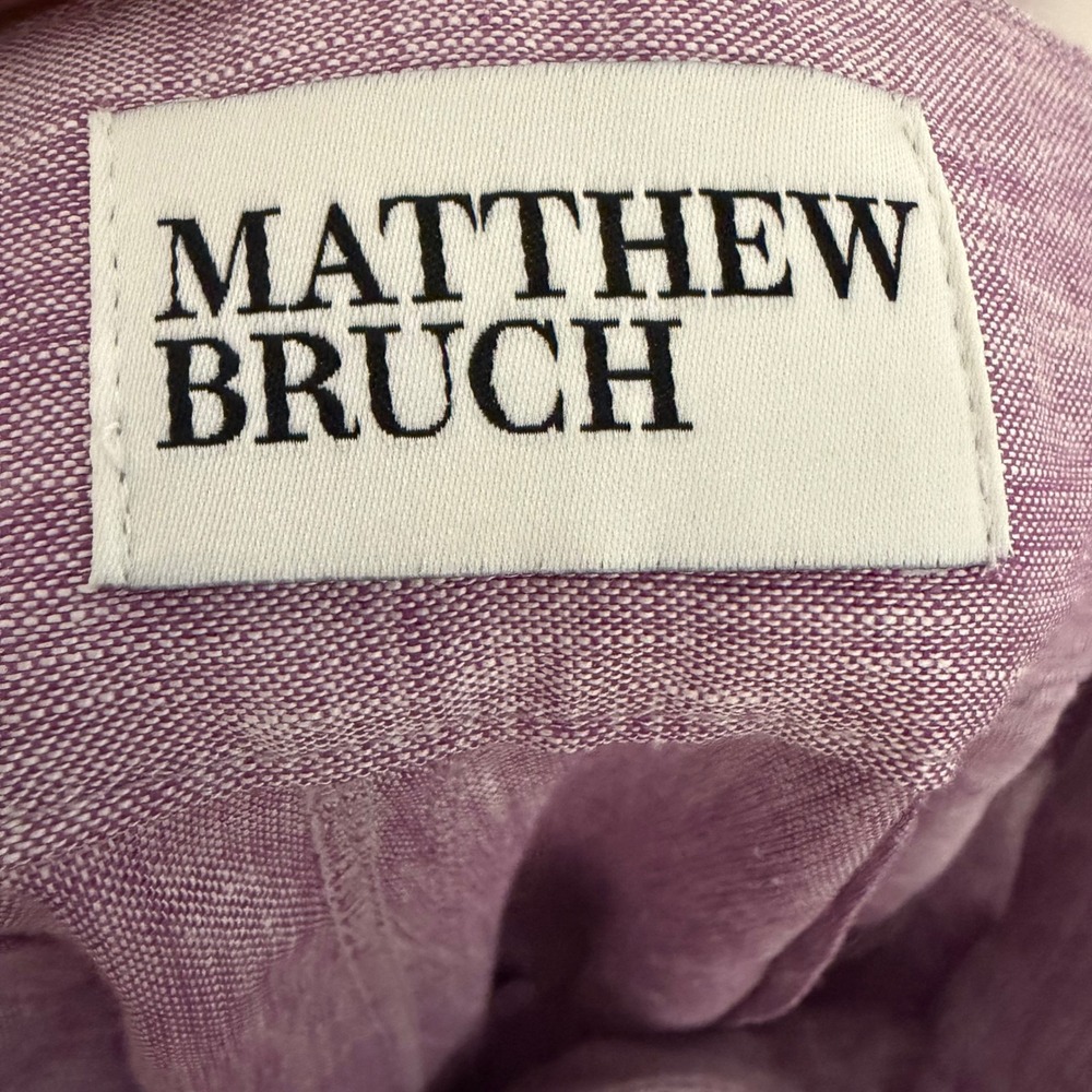 NWT Matthew Bruch Wide Leg pants belted linen lavender melange 2 minimalist boho - Picture 6 of 7